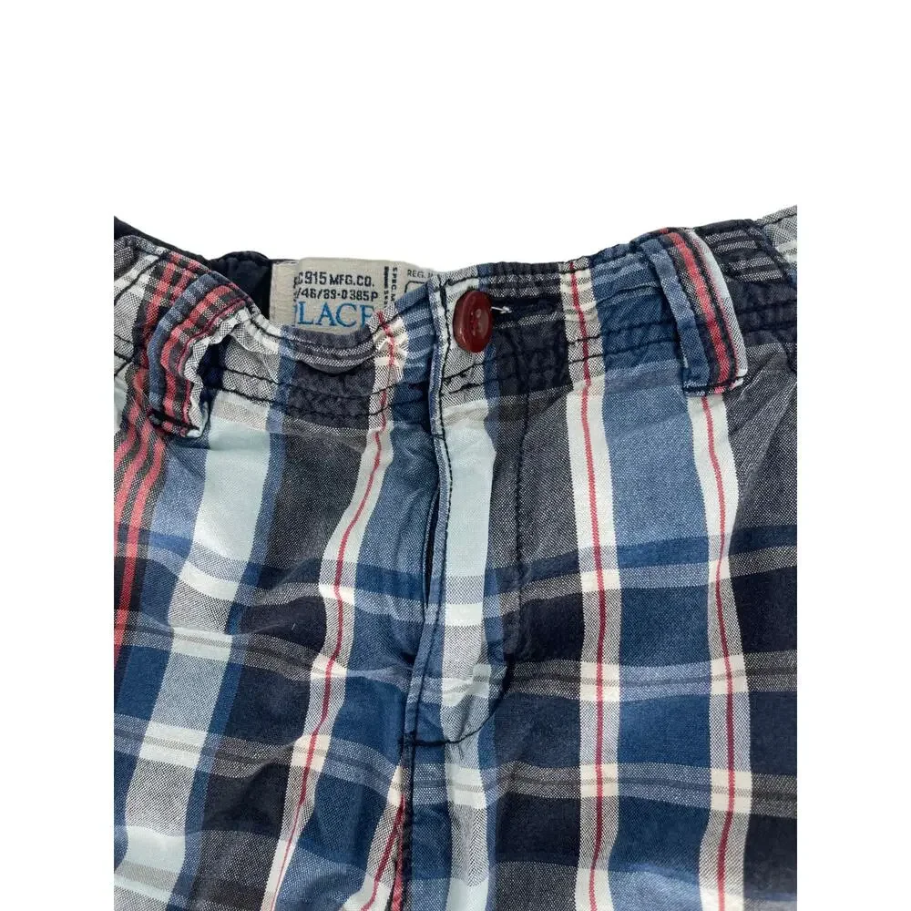 The Children's Place Boys Plaid Cargo Shorts Youth Size 8 Red White Blue